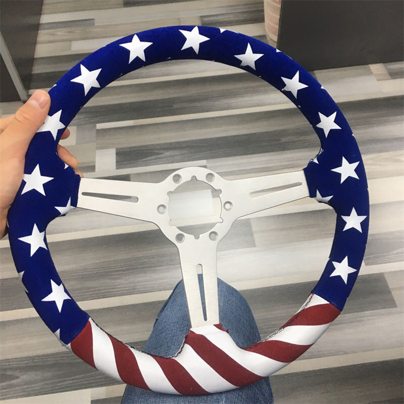 Universal Car Steering Wheel with Aluminum+Leather Material, Customizable Color, and 350mm Specification