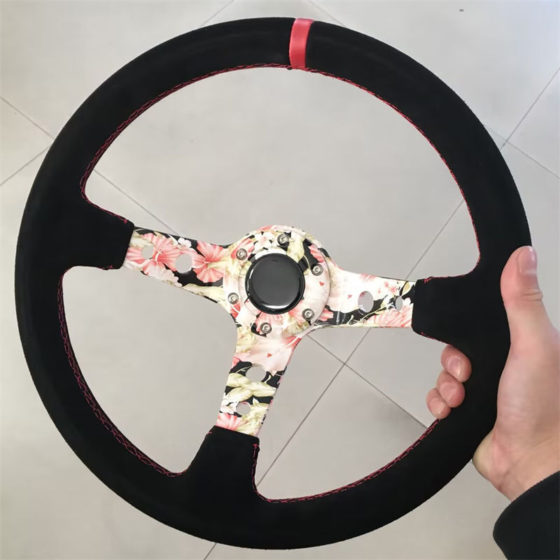 Tiypeor JDM Racing Steering Wheel with Custom Graffiti Design Deep Dish Universal Fit for Sports Cars