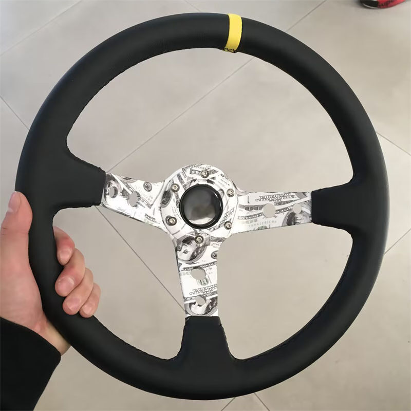 Tiypeor JDM Racing Steering Wheel with Custom Graffiti Design Deep Dish Universal Fit for Sports Cars