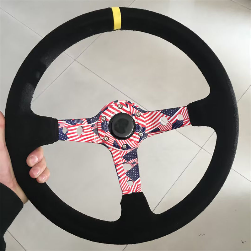 Tiypeor JDM Racing Steering Wheel with Custom Graffiti Design Deep Dish Universal Fit for Sports Cars