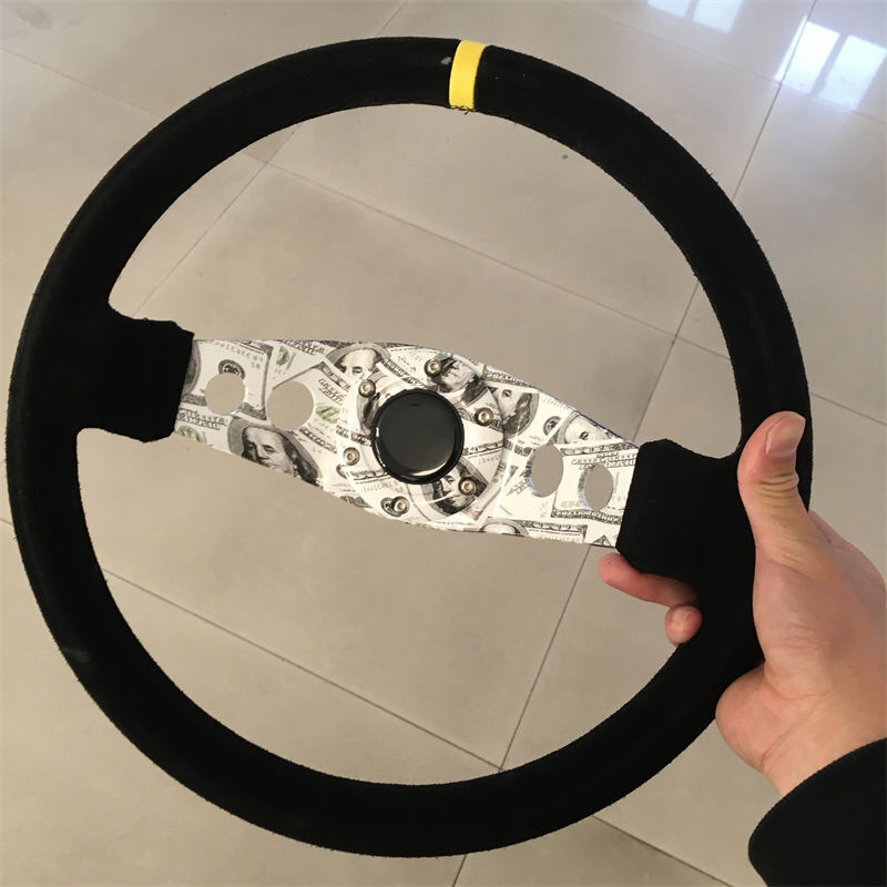 Tiypeor JDM Racing Steering Wheel with Custom Graffiti Design Deep Dish Universal Fit for Sports Cars
