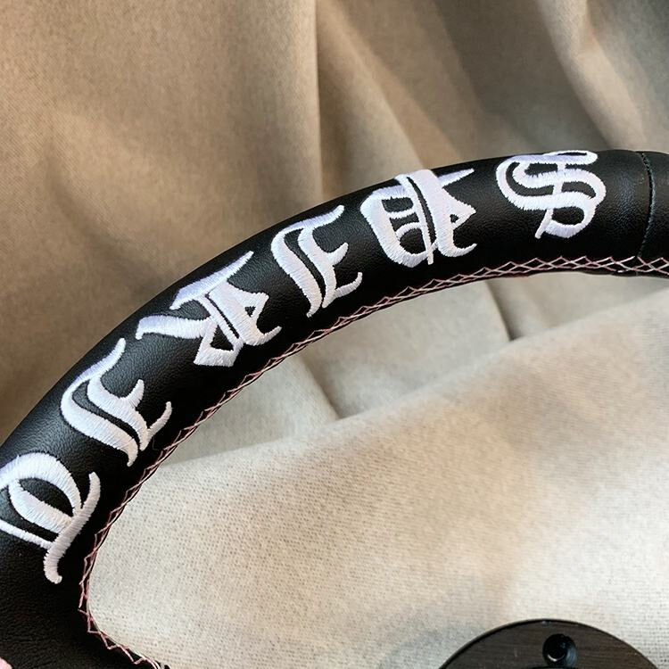 Tiypeor Custom Cherry Blossom Ghost Head Microfiber Leather 350mm Steering Wheel for Universal Cars