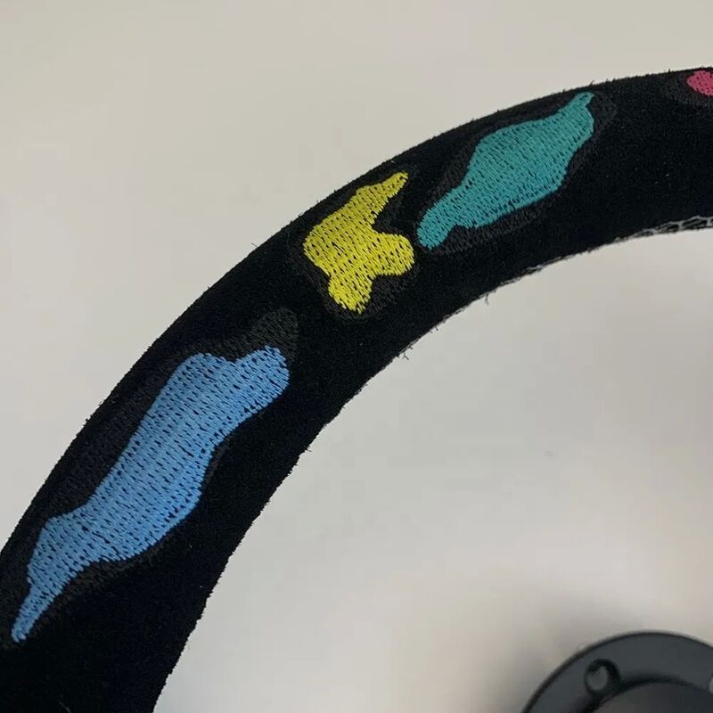 Custom Suede Leather Steering Wheel with Universal Fit and Tail-Flick Design for JDM Cars