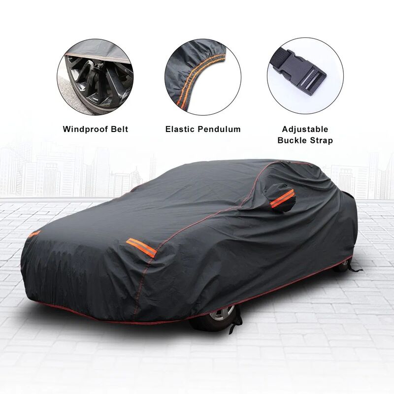 250g PVC Car Cover with 100% Waterproof UV-Proof and Windproof Straps for Universal Fit