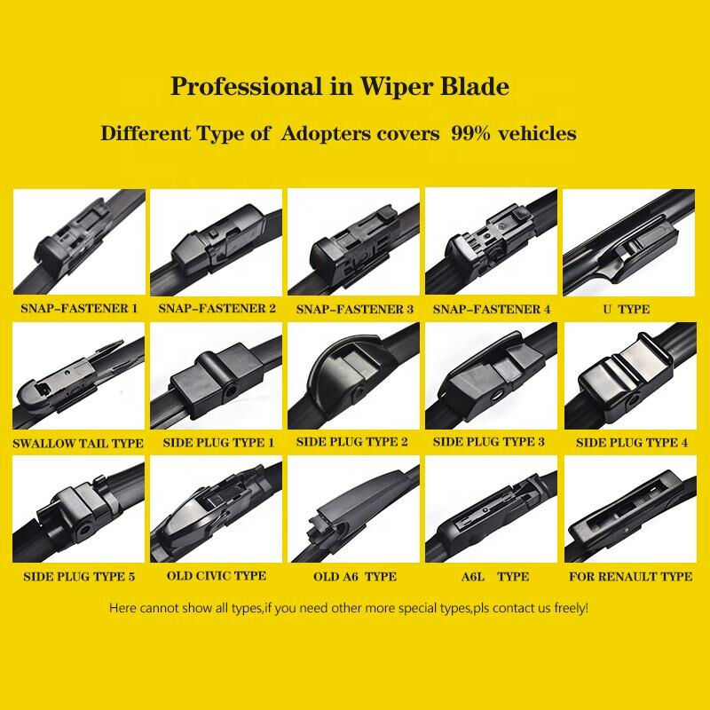Universal Fit Anti-Noise Windshield Wiper Blades with 200,000 to 500,000 Cycles Life Span