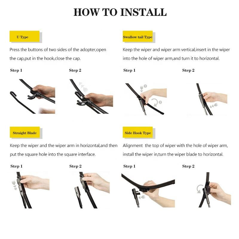 Universal Fit Anti-Noise Windshield Wiper Blades with 200,000 to 500,000 Cycles Life Span