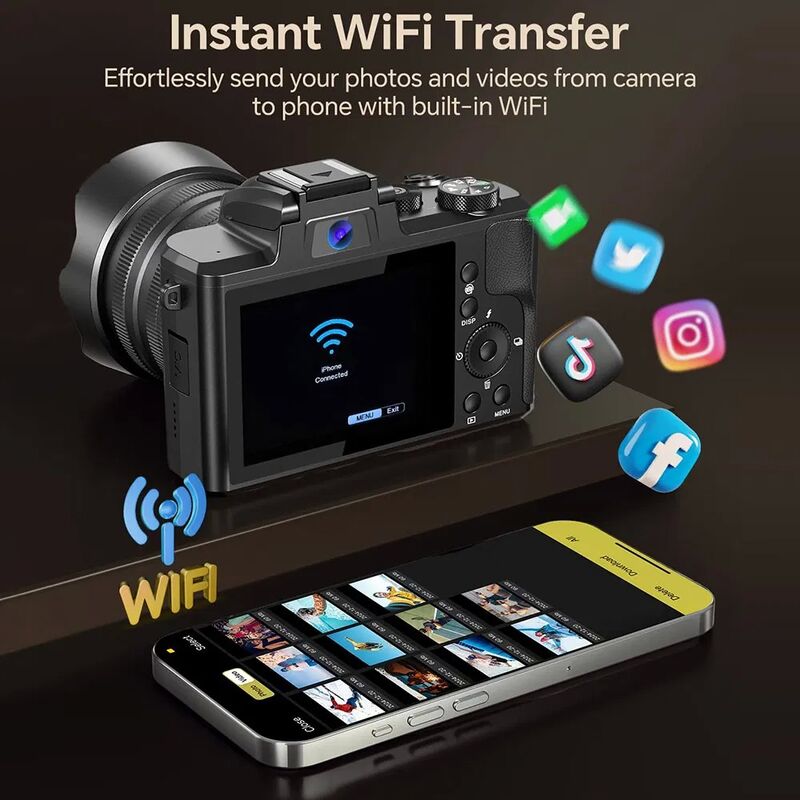 DC226 48MP Digital Camera with 8K HD Video and 64GB Memory Card - Selfie Camera for Professional Photography