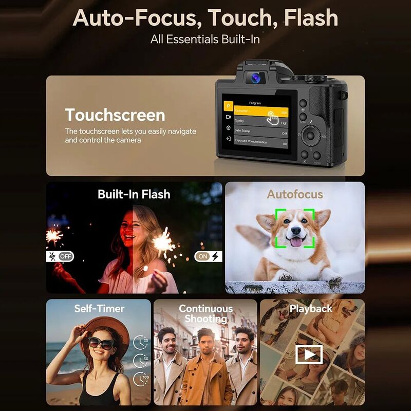 DC226 48MP Digital Camera with 8K HD Video and Wi-Fi Connectivity for Professional Selfie and Video Recording