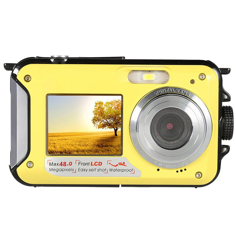 HD368 Waterproof Digital Camera with 48MP Resolution 2.7K Video and Dual Screen for Underwater Photography