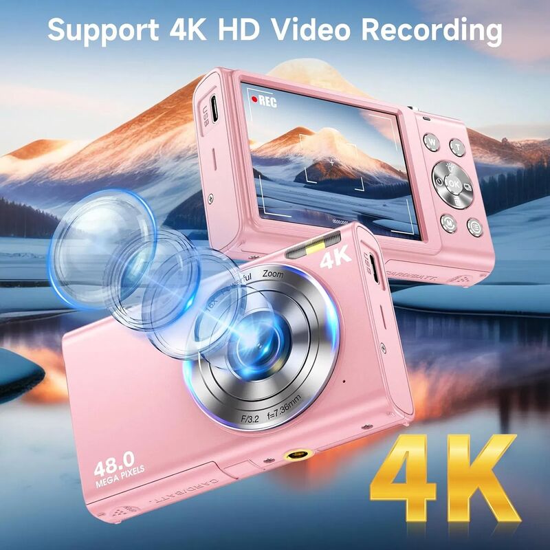 DC402-AF 4K Kids Digital Camera with 48MP Resolution and 16X Digital Zoom for Vlogging