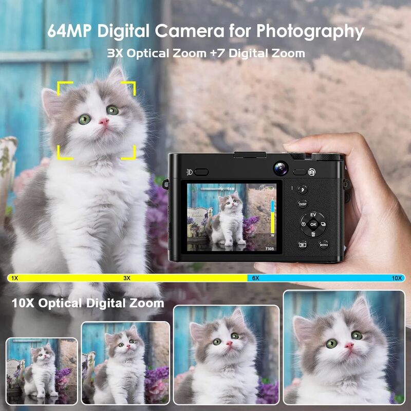 DC205X Dual Lens Digital Camera with 5K HD Video and Optical Zoom - 64GB Card Included