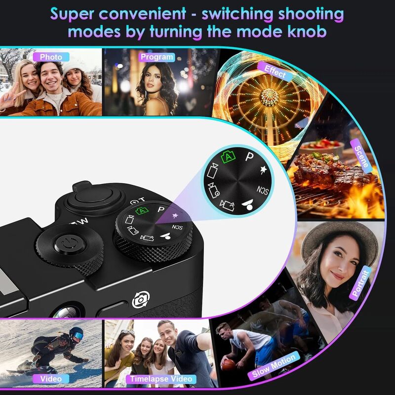 DC205X Dual Lens Digital Camera with 5K HD Video and Optical Zoom - 64GB Card Included