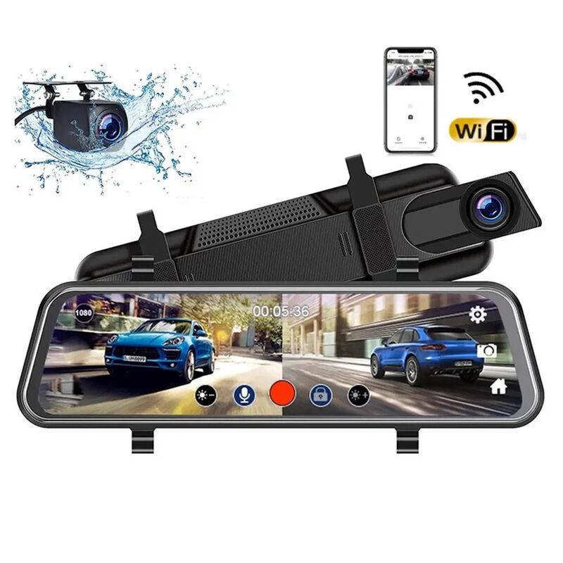 10 Inch Full Screen 2K Ultra HD WiFi Dash Cam with Dual-Lens System and Rearview Parking Camera