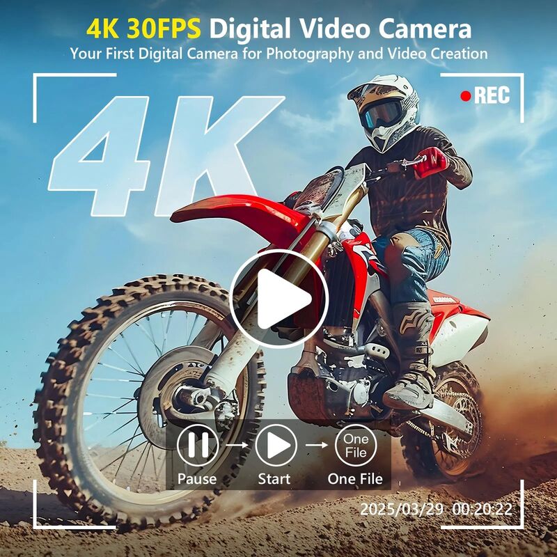 DC101 4K Ultra HD Digital Camera with 64MP High-Resolution Photos and 180° Flip Screen for Vlogging