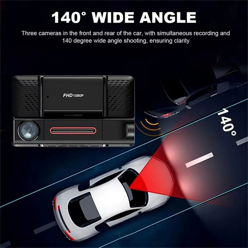 Triple Lnes Dash Cam with 4 Inch IPS Screen 1080P Front and Rear Recording and 170 Degree Viewing Angle