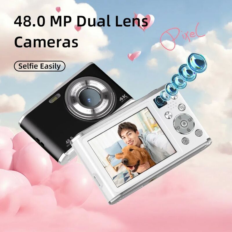 DC306L-AF Dual-Lens Digital Camera with 16X Digital Zoom 4K HD Video and Auto Focus for Vlogging