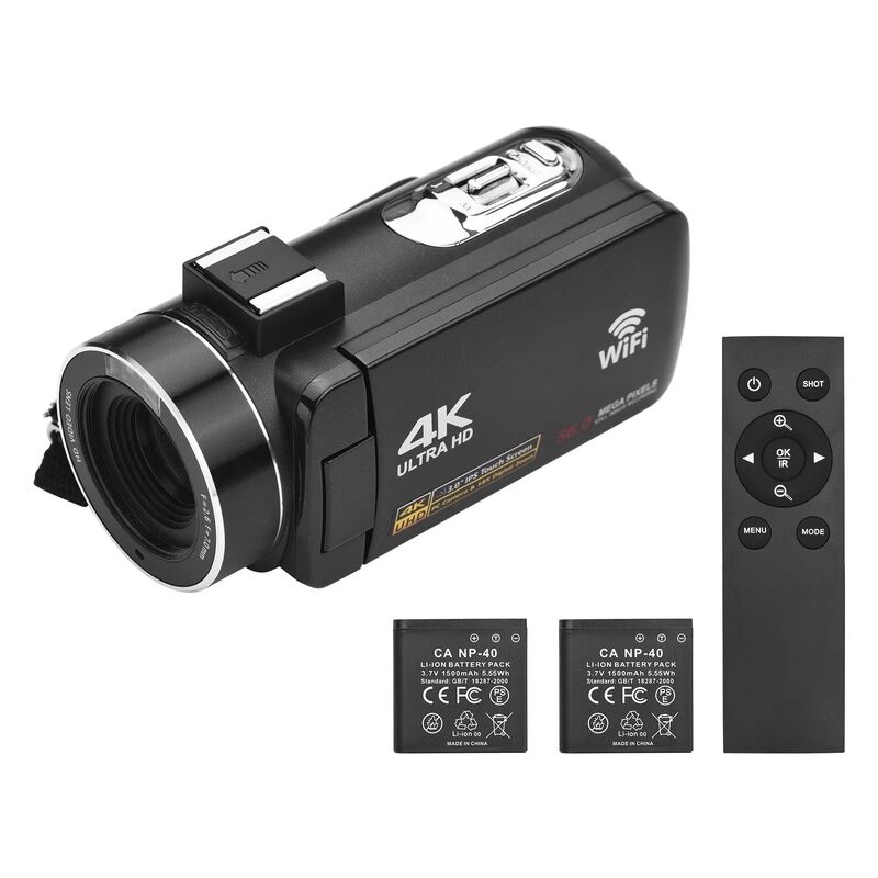 4K Digital Camera with 56MP Resolution 3 Inch Touch Screen and Night Vision WiFi DV Camcorder