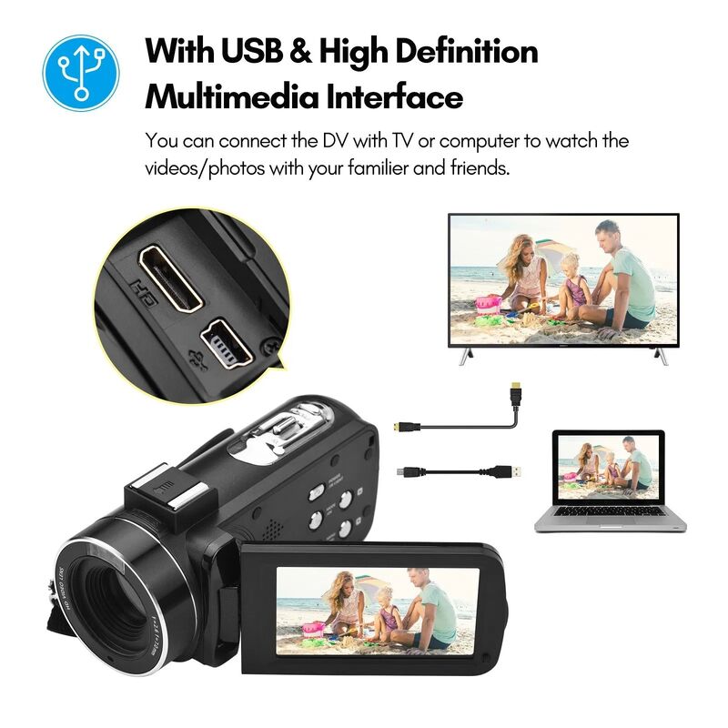 4K Digital Camera with 56MP Resolution 3 Inch Touch Screen and Night Vision WiFi DV Camcorder