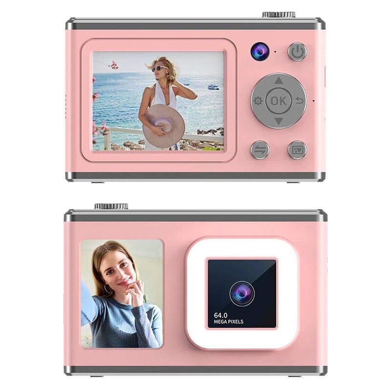 Y23 2.4 Inch HD Screen Dual Lens CCD Digital Camera with 32G TF Card - Pink