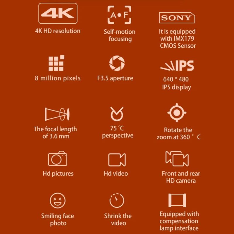 D6PRO 2.4 Inch Dual Lens Digital Camera with 4K Video Recording 4X Digital Zoom and 1200mAh Battery