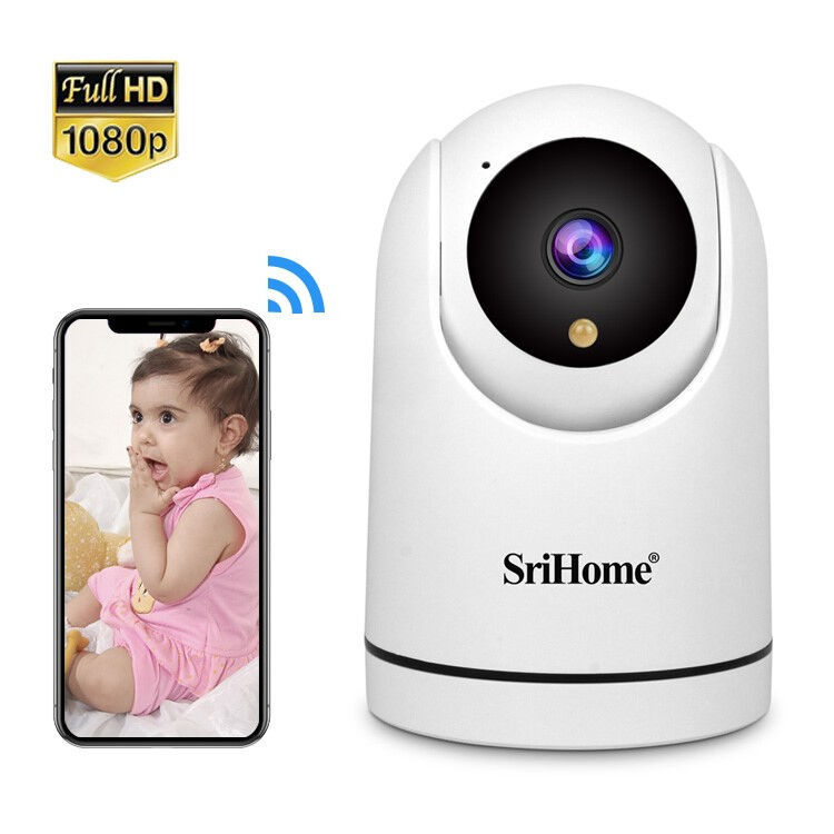 Srihome SH042 2MP 1080P PTZ IP Camera with Two Way Audio and AI Motion Tracking for Indoor Baby Monitoring