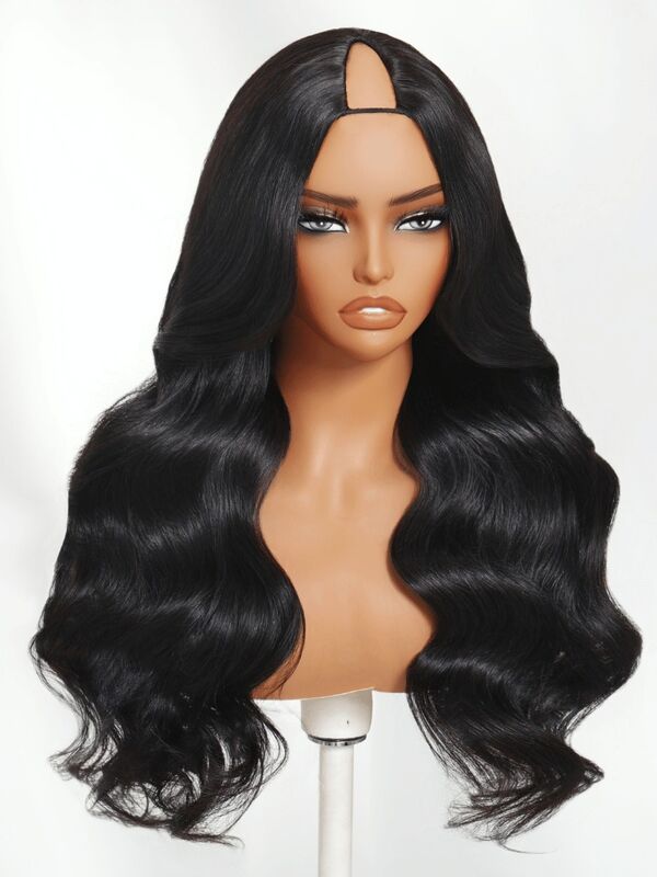 V Part Human Hair Wig with Body Wave Texture and Glueless Application for 150% Density