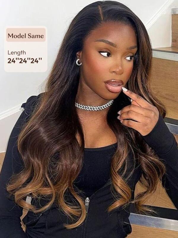 UNice Chestnut Brown Ombre Body Wave Human Hair Bundles - 100% Unprocessed Virgin Hair Weave 3pcs/Pack