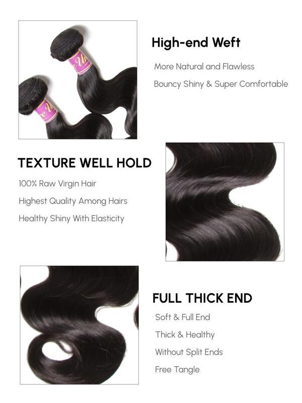 UNice Premium Raw Virgin Hair Bundles with Body Wave Texture and Machine Double Weft for Natural Look