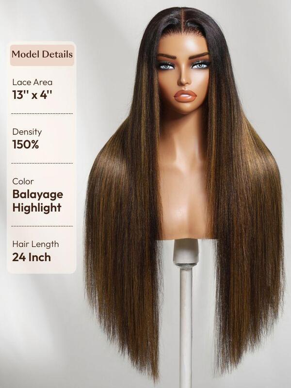 Yaki Natural Texture 150% Density Human Hair Wig with 7x5 Lace Closure and Glueless Design