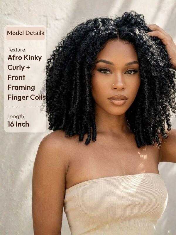 UNice 7x5 Bye-Bye Slip & 13x4 Pre-Everything Curly Texture Premium Human Hair Drawstring Wig With Finger Coil Ends