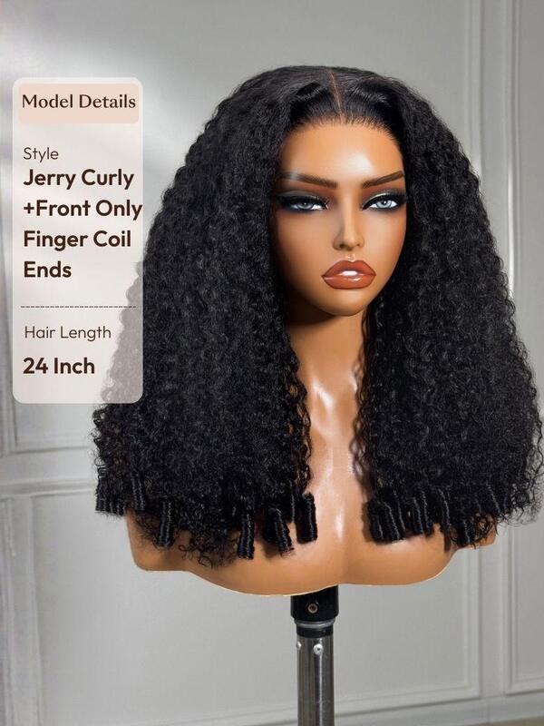 UNice 7x5 Bye-Bye Slip & 13x4 Pre-Everything Curly Texture Premium Human Hair Drawstring Wig With Finger Coil Ends
