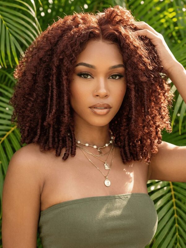 UNice 7x5 Lace Closure Human Hair Wig with 150% Density and Reddish Brown Jerry Curly Style