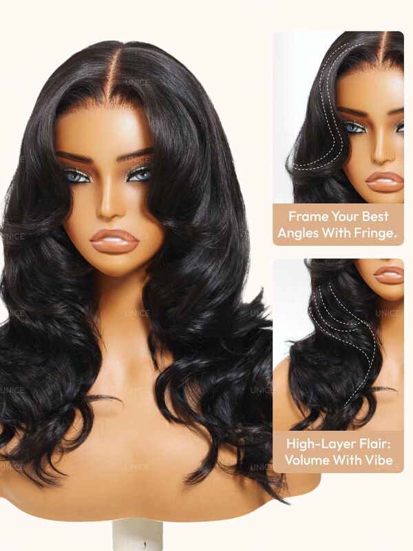 UNice 180% Density Human Hair Wig with 7x5 Lace Closure and Bye-Bye Slip™ for Natural Look