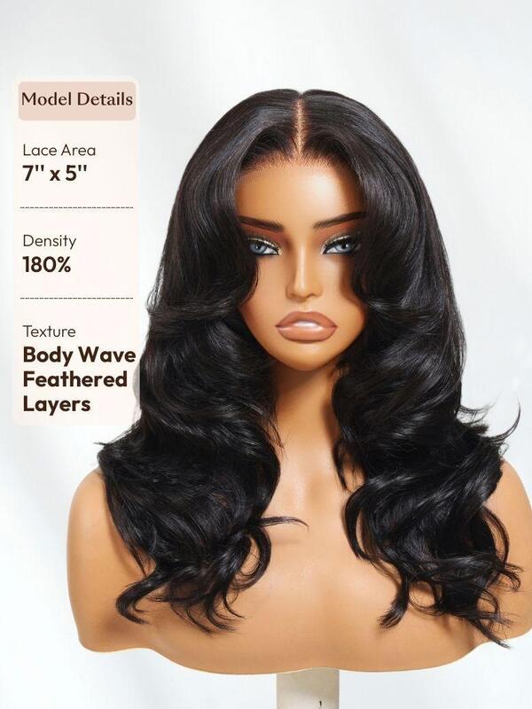 UNice 180% Density Human Hair Wig with 7x5 Lace Closure and Bye-Bye Slip™ for Natural Look