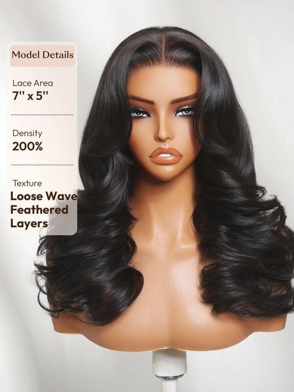 UNice 180% Density Human Hair Wig with 7x5 Lace Closure and Bye-Bye Slip™ for Natural Look