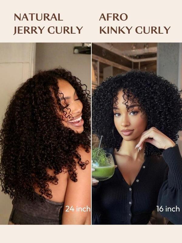 V Part Jerry Curly Wig with 180% Density Invisible Drawstring for No Leave Out Protective Styling