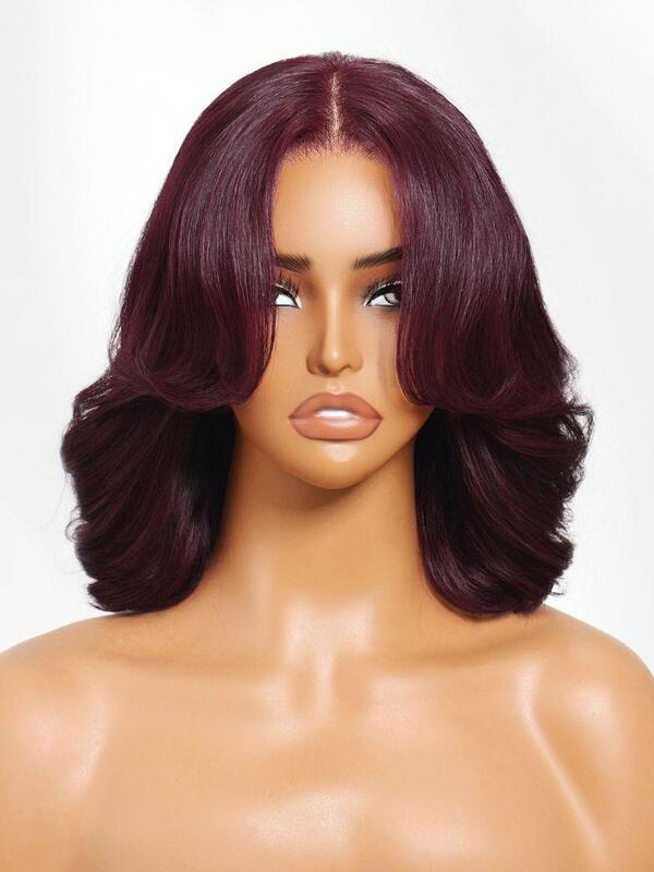 UNice 150% Density Black Cherry Human Hair Wig with 7x5 Lace Closure for Effortless Styling