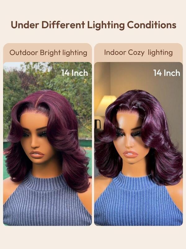 UNice 150% Density Black Cherry Human Hair Wig with 7x5 Lace Closure for Effortless Styling