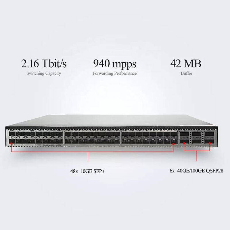 CE6881-48S6CQ-F 48-Port 10 Gigabit SFP+ Network Switch with 6 x 40/100GE QSFP28 and 2.16 Tbit/s Switching Capacity