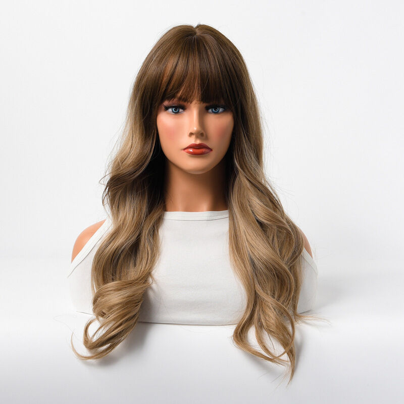 Long Curly Multi-Color Synthetic Wig with Heat Styling Compatibility for Women