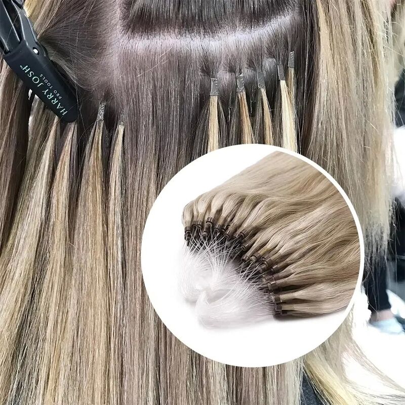 Micro Link Hair Extensions 100% Virgin Remy Human Hair 10-30 Inch Length Dyeable Easy Install Wig