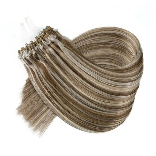 100% Virgin Remy Human Hair Micro Loop Ring Hair Extension with 10-30 Inch Length and Dyeable Options
