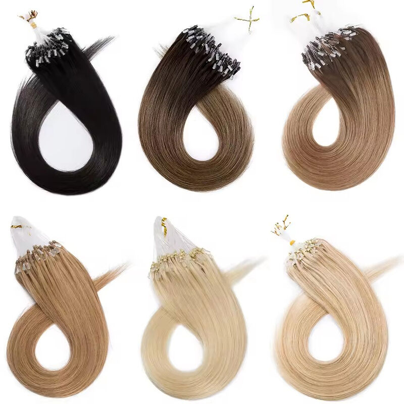 100% Virgin Remy Human Hair Micro Loop Ring Hair Extension with 10-30 Inch Length and Dyeable Options
