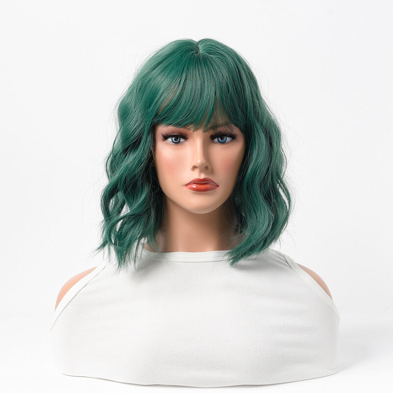 Trendy Green Multi-Color Full Lace Wig with Heat Styling Compatibility for Women