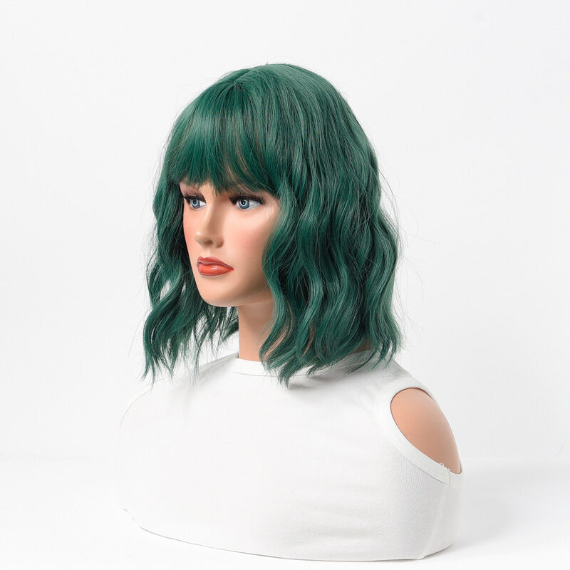 Trendy Green Multi-Color Full Lace Wig with Heat Styling Compatibility for Women