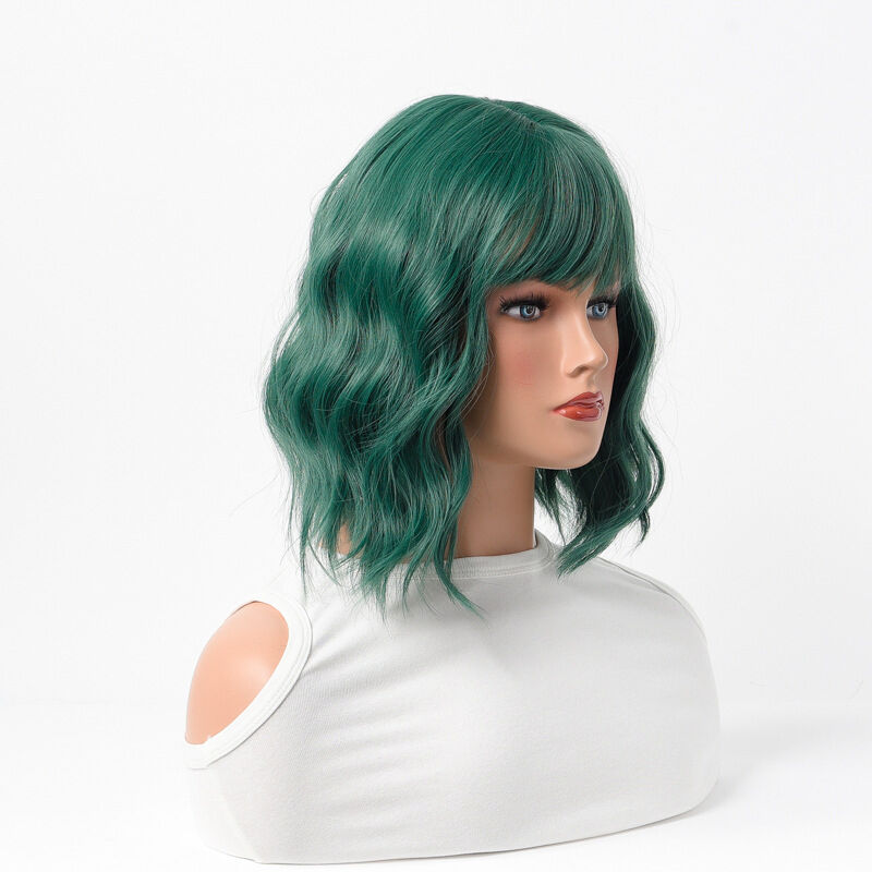Trendy Green Multi-Color Full Lace Wig with Heat Styling Compatibility for Women