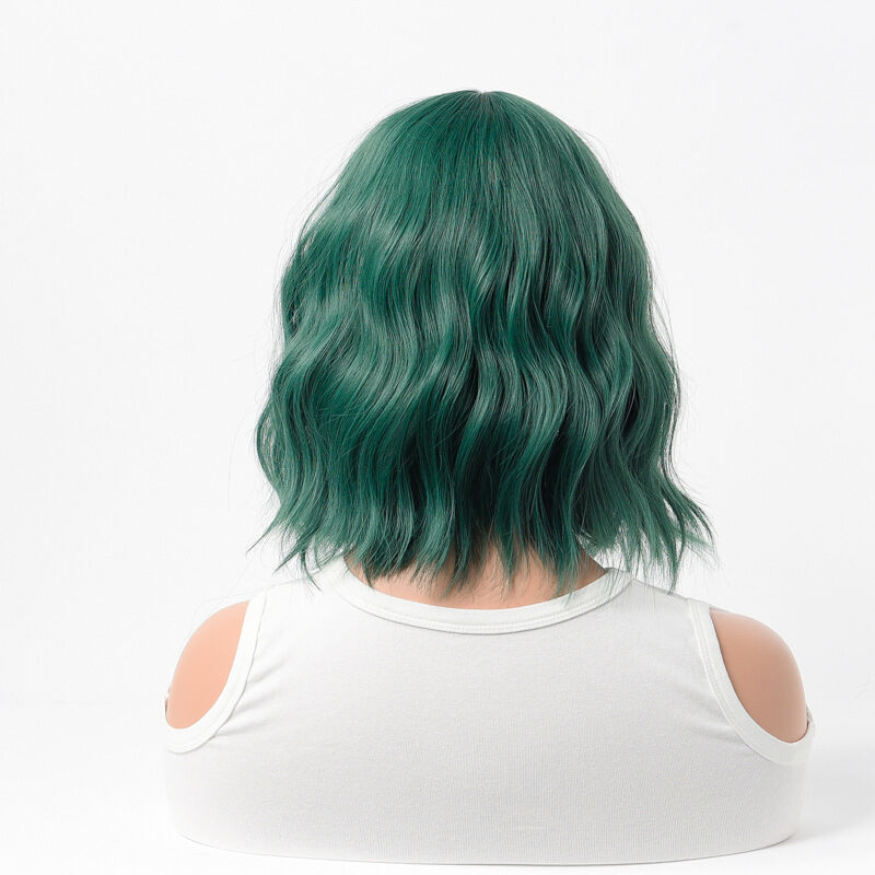 Trendy Green Multi-Color Full Lace Wig with Heat Styling Compatibility for Women