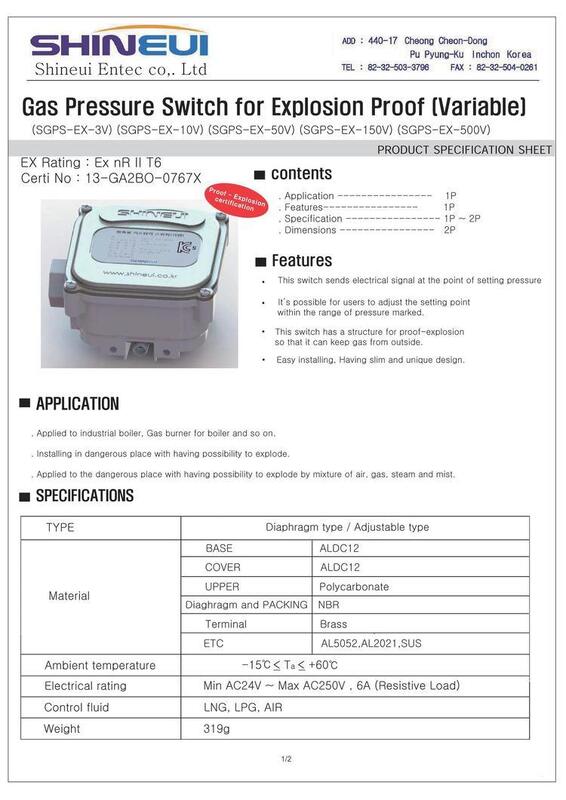 SGPS-EX-3V  SHINEUI High and Low Pressure Explosion-proof Pressure Switch STOCK 200