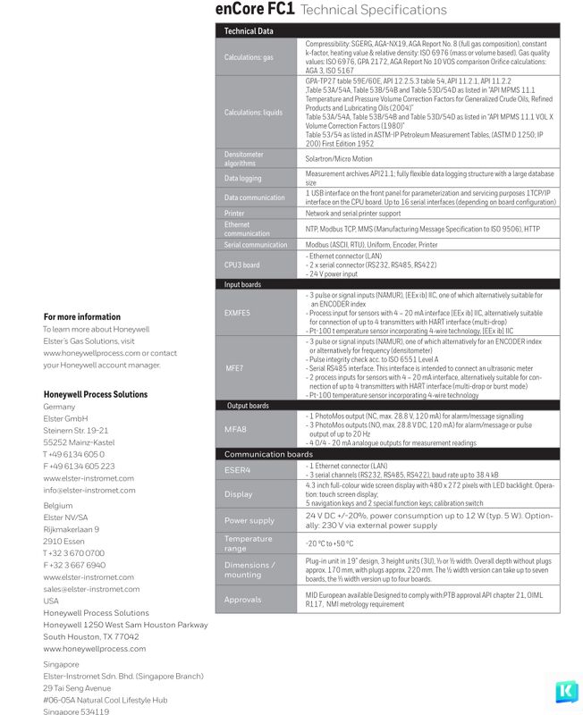 Elster encore FC1 modulal oil and gas flow computer based on future-proof hardware and softwate concepts STOCK