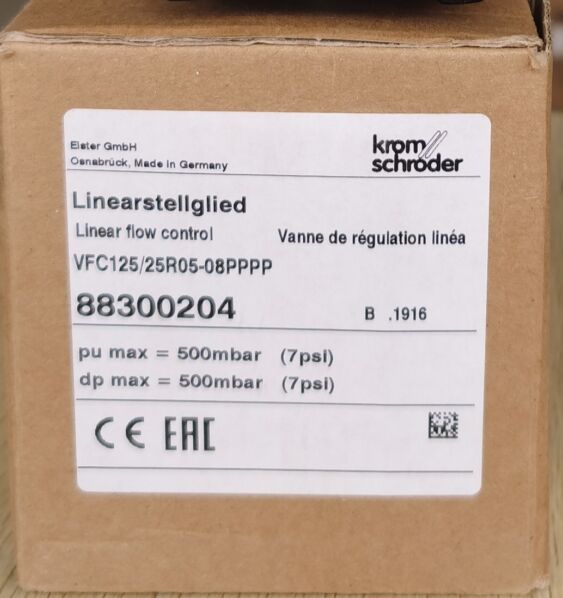 KromSchroder VFC125/25R05-08PPP Industrial AC Motor Linear Flow Control Transformer Order No. 88300204 in Stock
